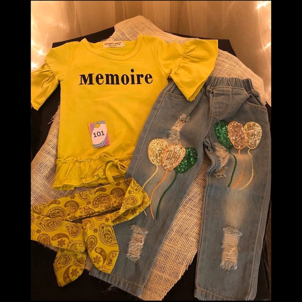 Cute toddler girls set with headband💛